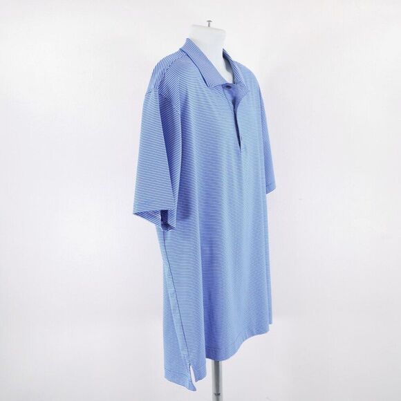 FJ Footjoy‎ Polo Shirt Collared Blue Striped 2XL Short Sleeve - Picture 7 of 9